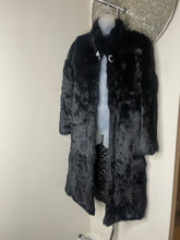 Load image into Gallery viewer, Black long rabbit fur coat (M/L) P2P 22 inches