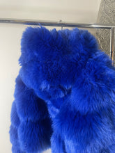 Load image into Gallery viewer, Blue Soft  Faux Fur Coat Tagged 1X P2P 24 inches