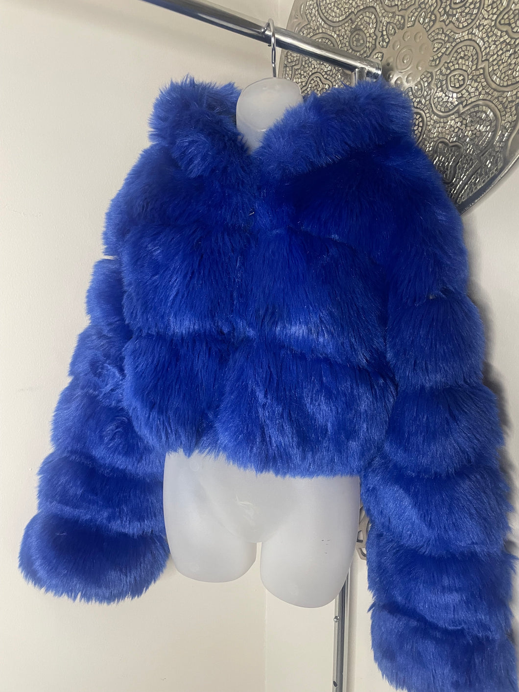 Blue Soft  Faux Fur Coat Tagged 1X P2P 24 inches