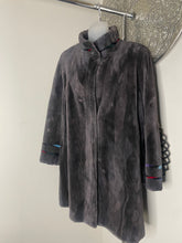 Load image into Gallery viewer, Grey Fur Coat w High collar (Large)