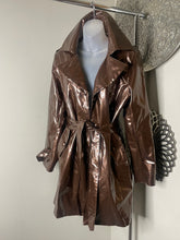 Load image into Gallery viewer, Brown Patent Leather lined Coat (Tagged Medium fits up to large )